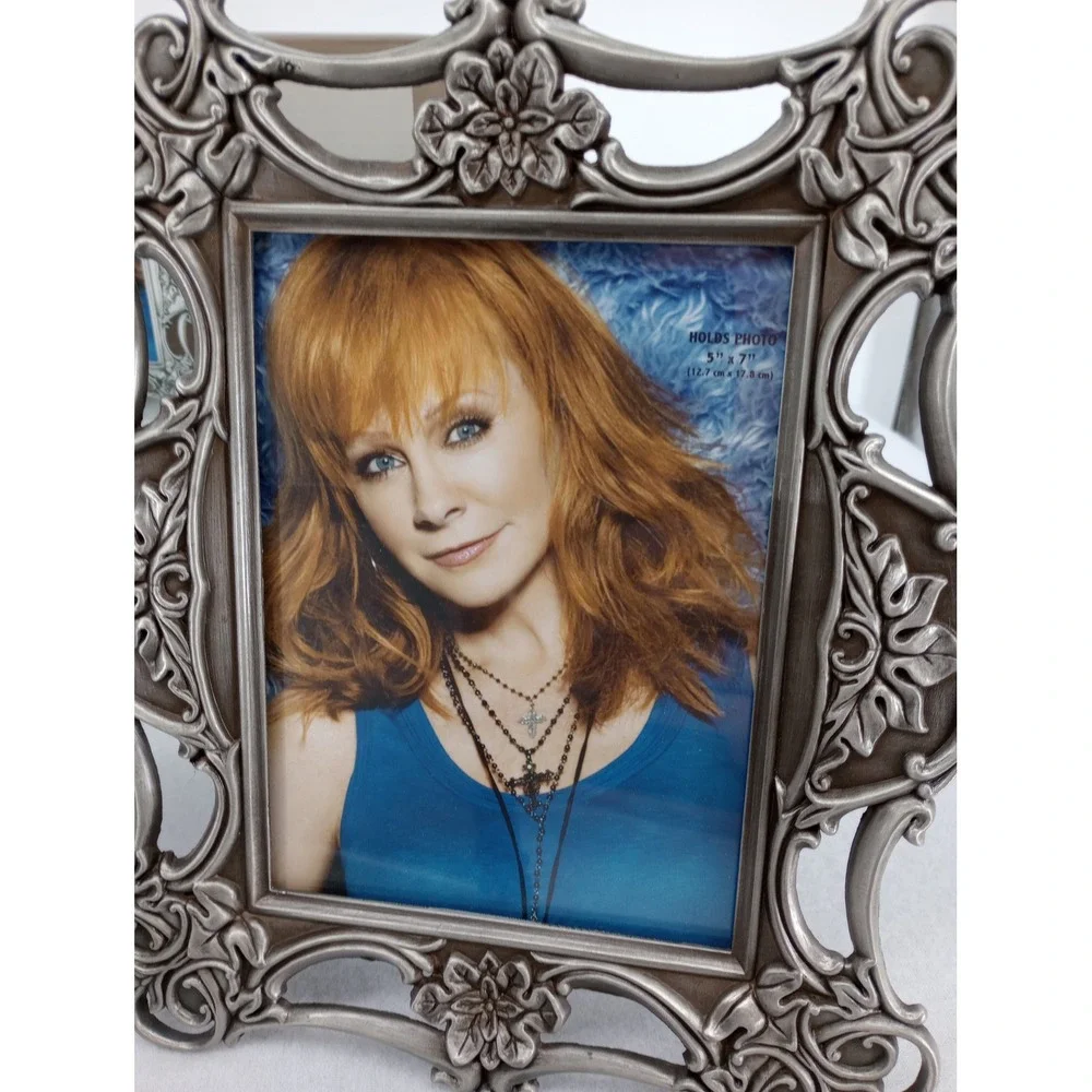 Reba Photo Frames Set of 3 Silver Ornate Scroll Floral Pewter Finish with Box